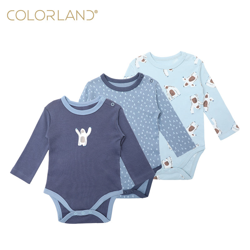 3-pack Colorland Dylan Boys Long Sleeve Bodysuits