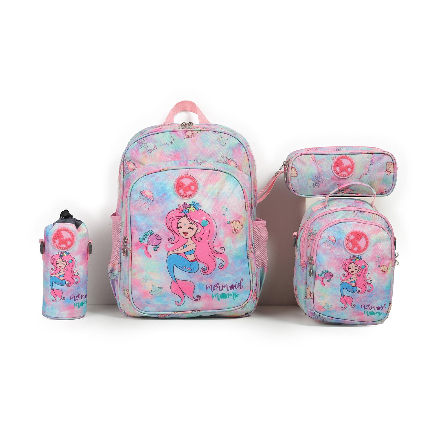 Colorland School Giggle BackPack 4 pcs set (16 Inches backpack + lunch Bag + pencilcase + water bottle case)（CLD-SHBG07）