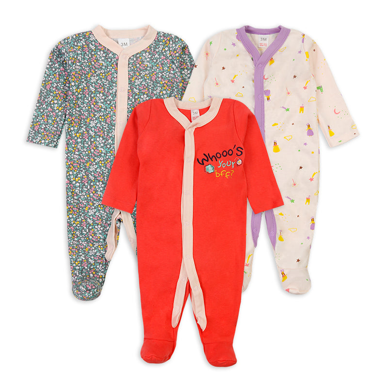 Colorland Infant Girls 3-pack sleepsuits Rompers