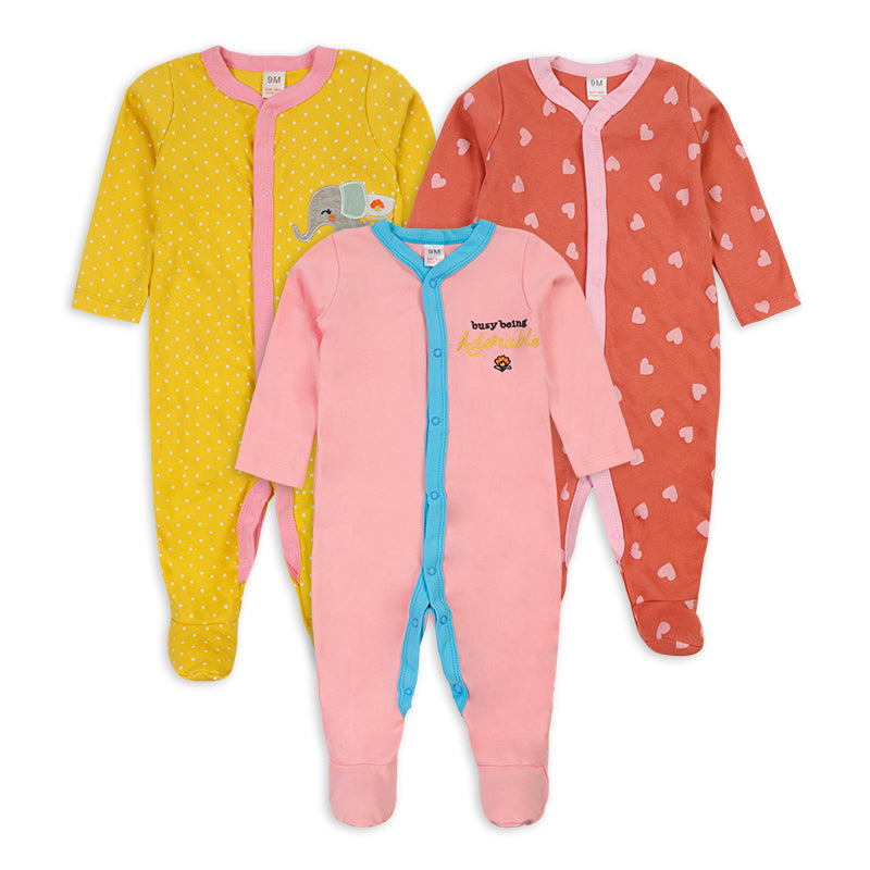 Colorland Infant Girls 3-pack sleepsuits Rompers