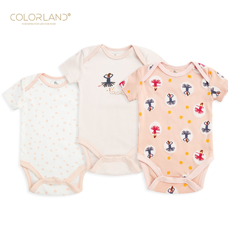 3-pack Colorland Chloe Girls Short Bodysuits