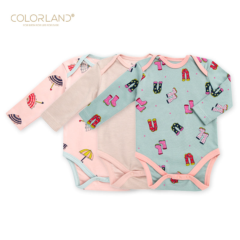 3-pack Colorland Chloe Girls Long Sleeve Bodysuits