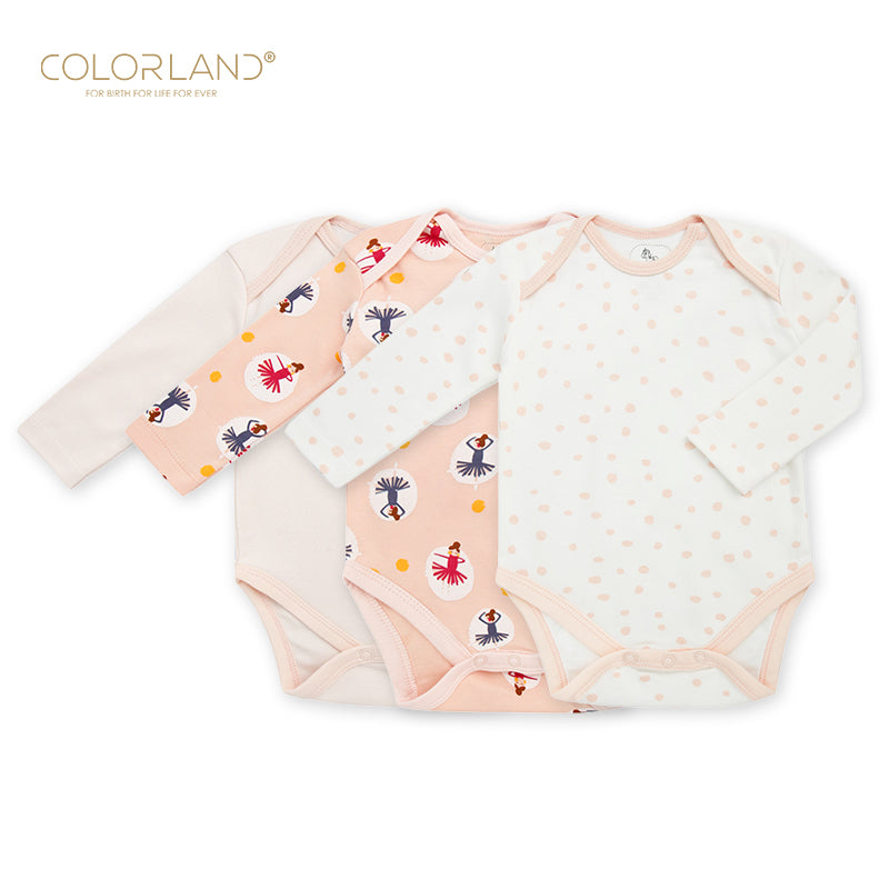 3-pack Colorland Chloe Girls Long Sleeve Bodysuits
