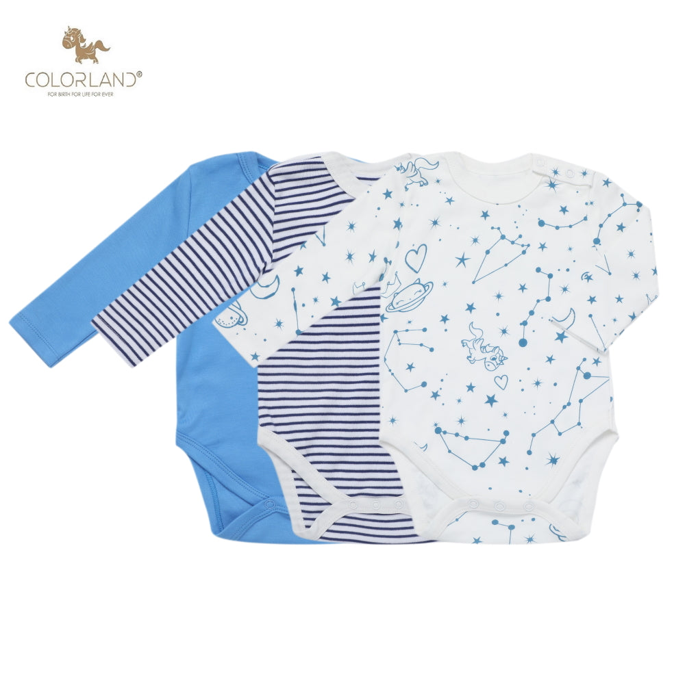 3-pack Colorland Dylan Boys Long Sleeve Bodysuits