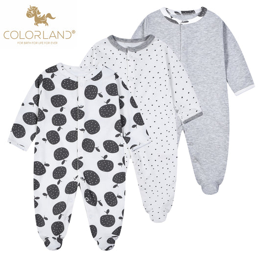 Colorland 3-pack Dylan Boys Long Sleeve Baby Rompers