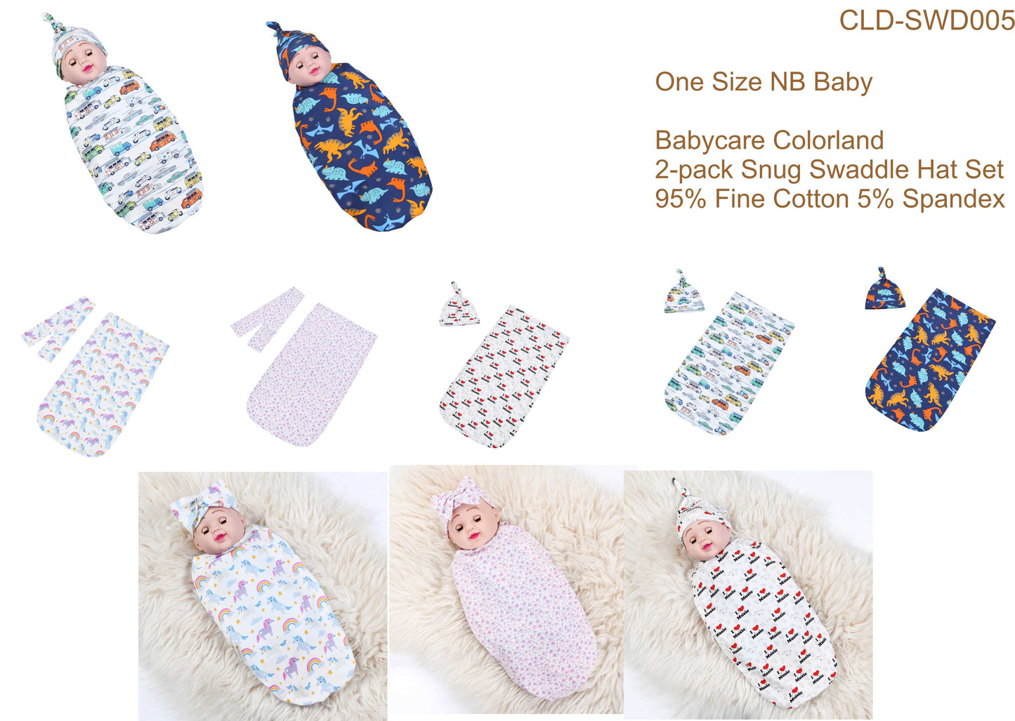 Colorland Newborn Baby Woombie Snug Swaddle Sock vs Hat or Hairband Set