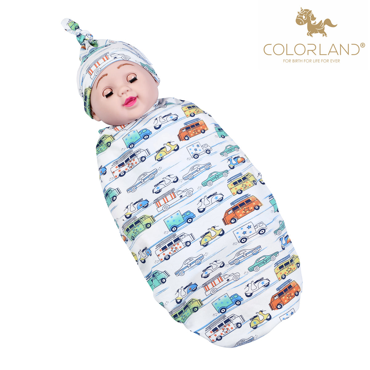 Colorland Newborn Baby Woombie Snug Swaddle Sock vs Hat or Hairband Set